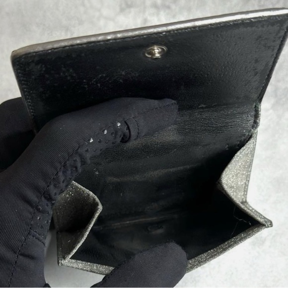 BALENCIAGA Silver Glitte Everyday Mini leather Wallet, EUC - Picture 5 of 10